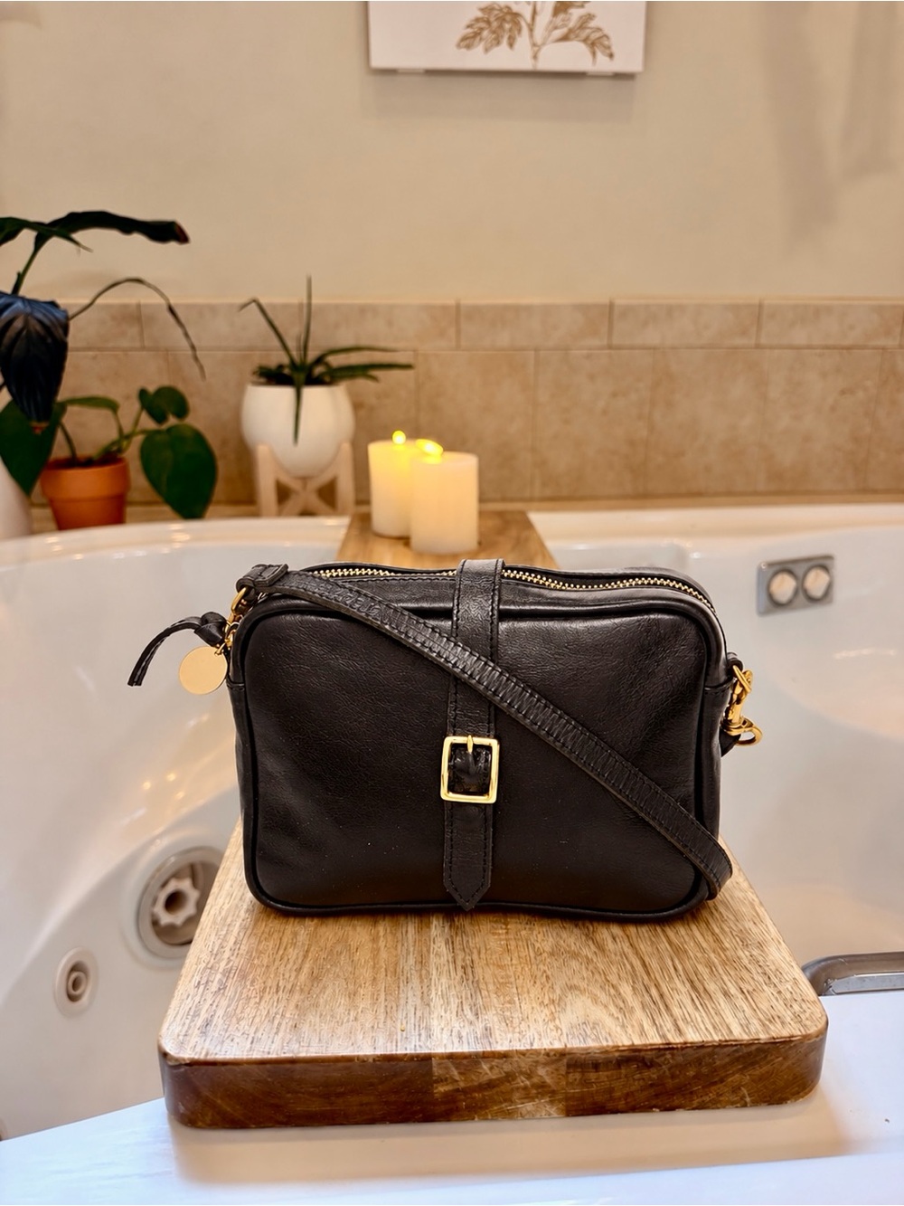Clare V Gigi Leather crossbody bag - Black $345